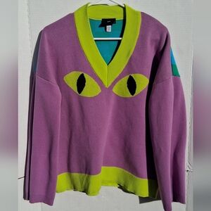 Lazy Oaf Watching You V-neck Purple And Neon Green